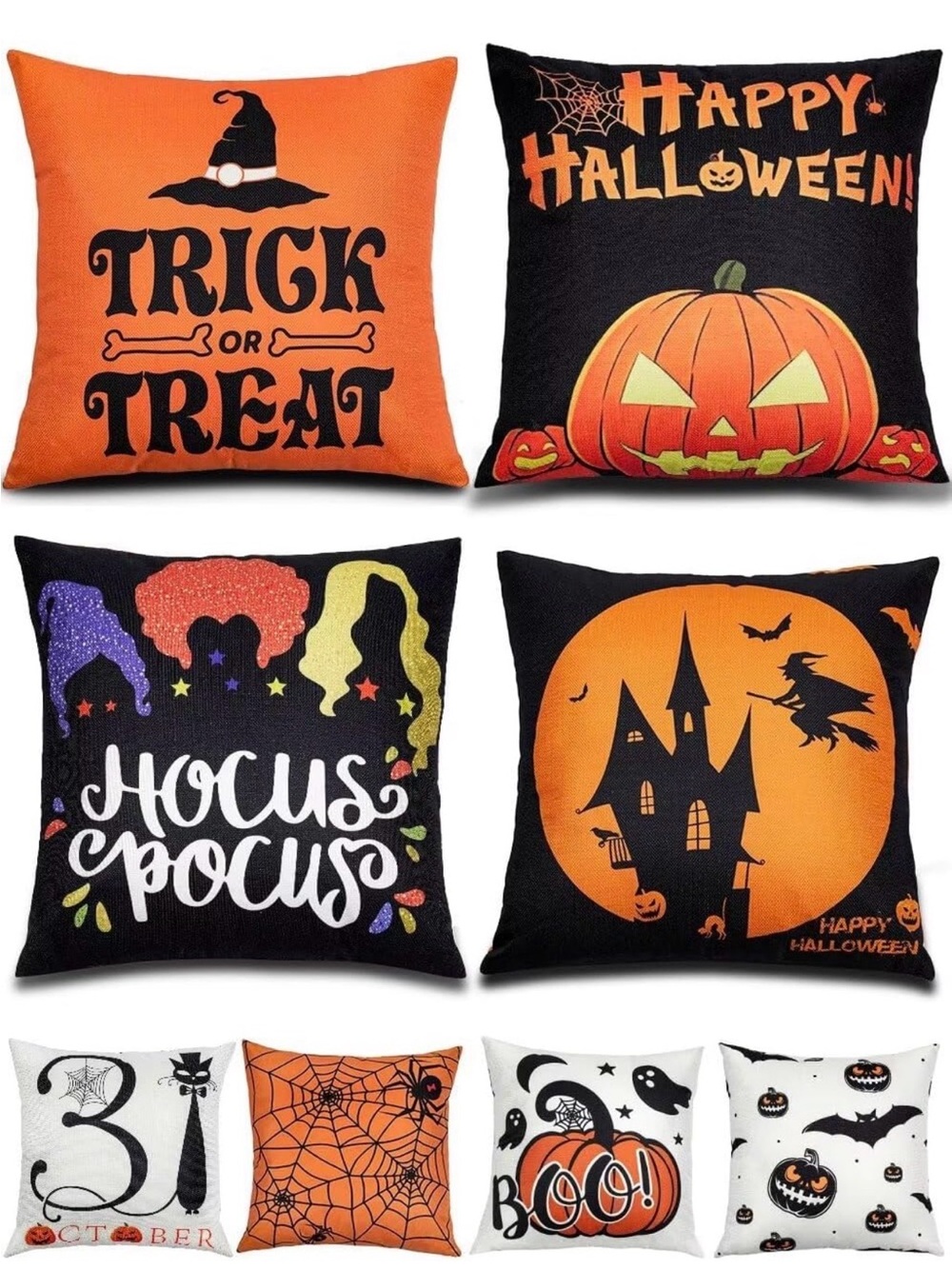 Double side print set of 4 Halloween pillow covers